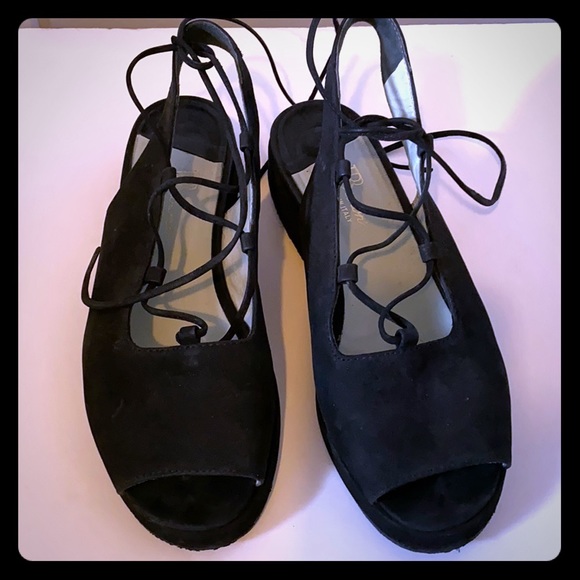 Browns peep toe lace up flats - Picture 1 of 5